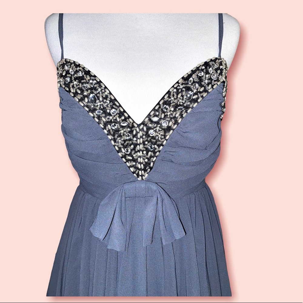 French Connection New! gorgeous bead embellished flowy dress, gray, size 4 NWT - Picture 13 of 15